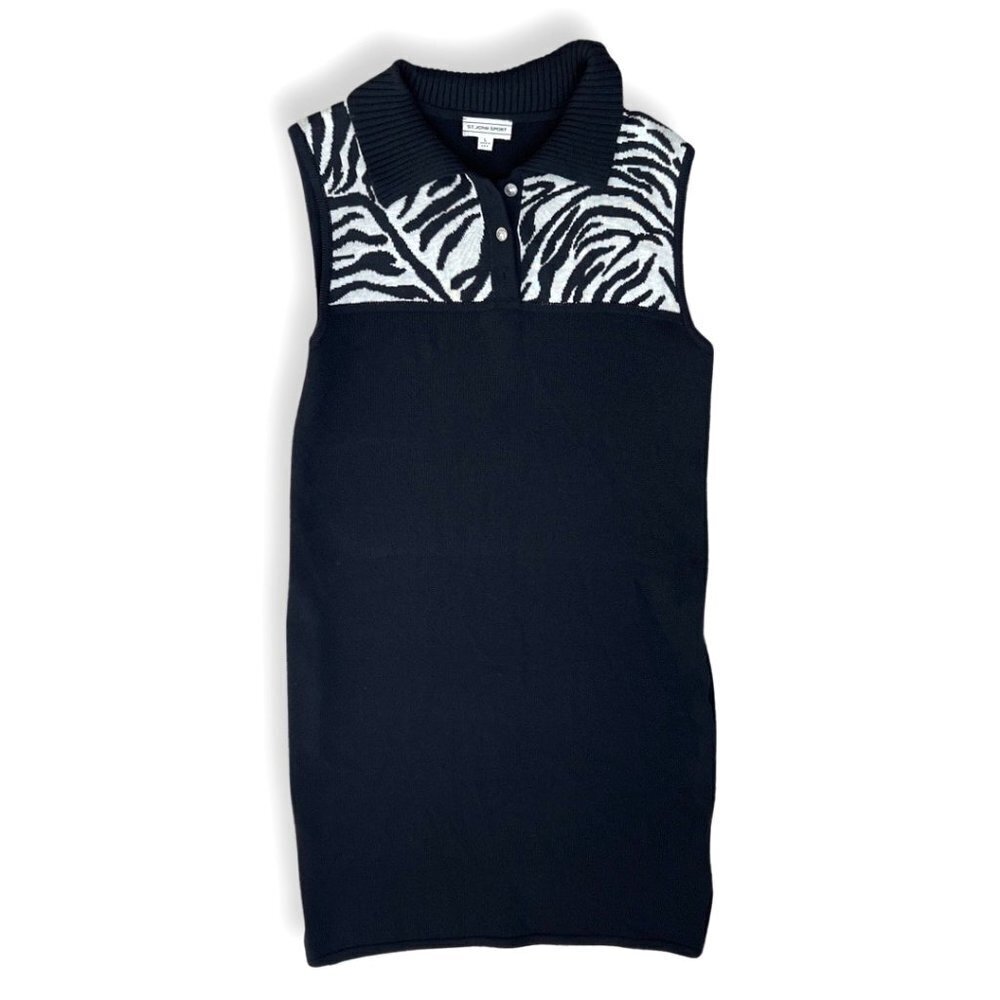 St. John Sport Black White Midi Casual Dress Size L